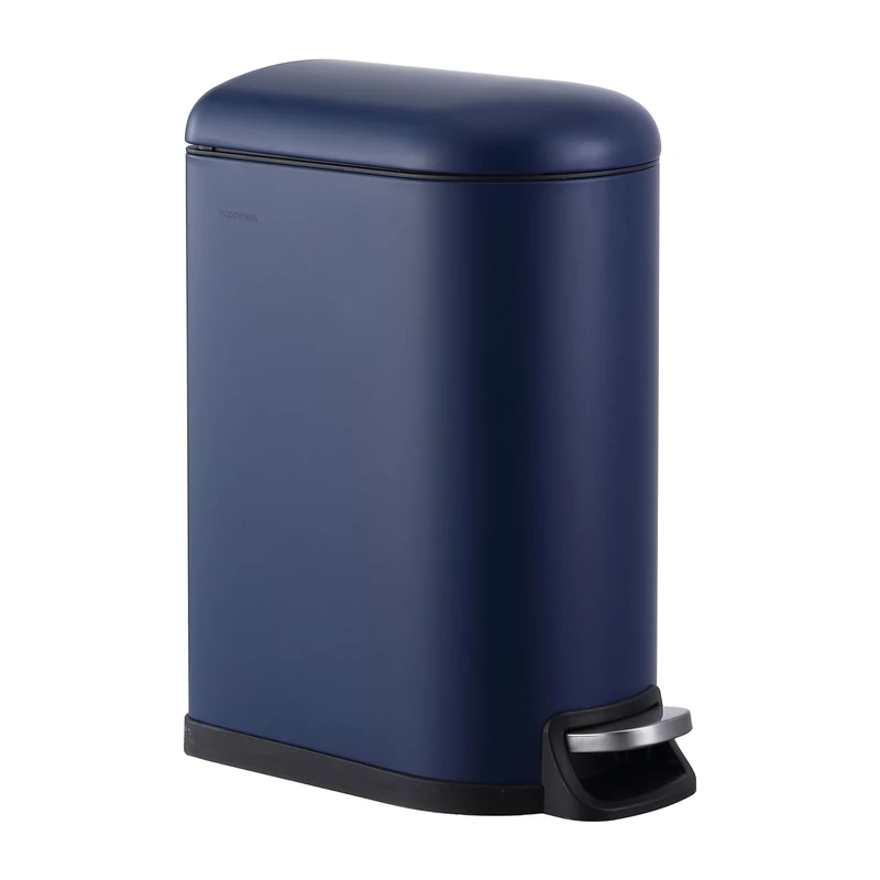happimess HPM1009J Roland Mini 2.6-Gallon Step-Open Trash Can, Denim Blue,with Soft-Close Lid, Fingerprint Resistant, Modern, Minimalistic for Home, Kitchen, Laundry Room, Office, Bedroom, Bathroom