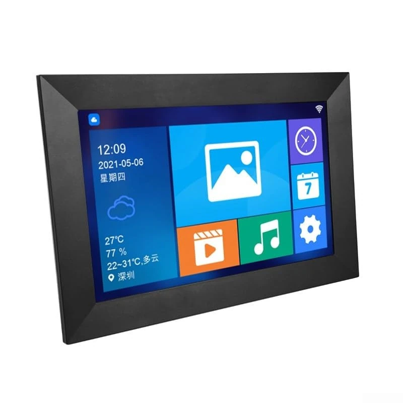 Digital Photo Frame, High-resolution IPS Touch Screen Vphoto Wifi Cloud Photo Wooden Frame with 32GB Memory Capacity(Black)