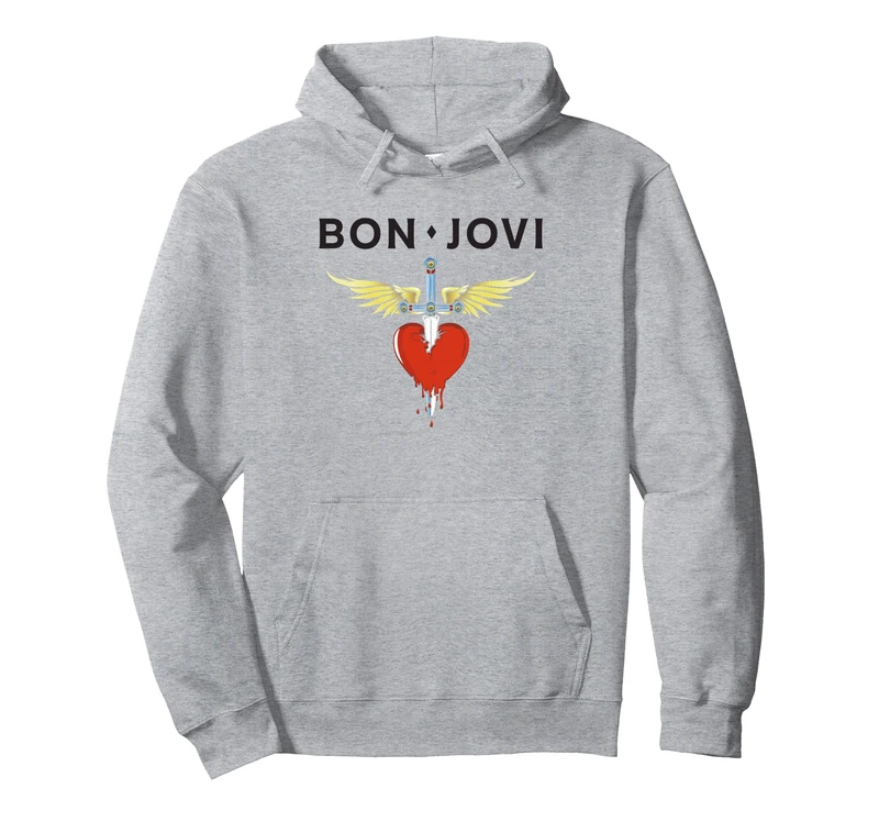 Official Bon Jovi Heart Dagger Pullover Hoodie