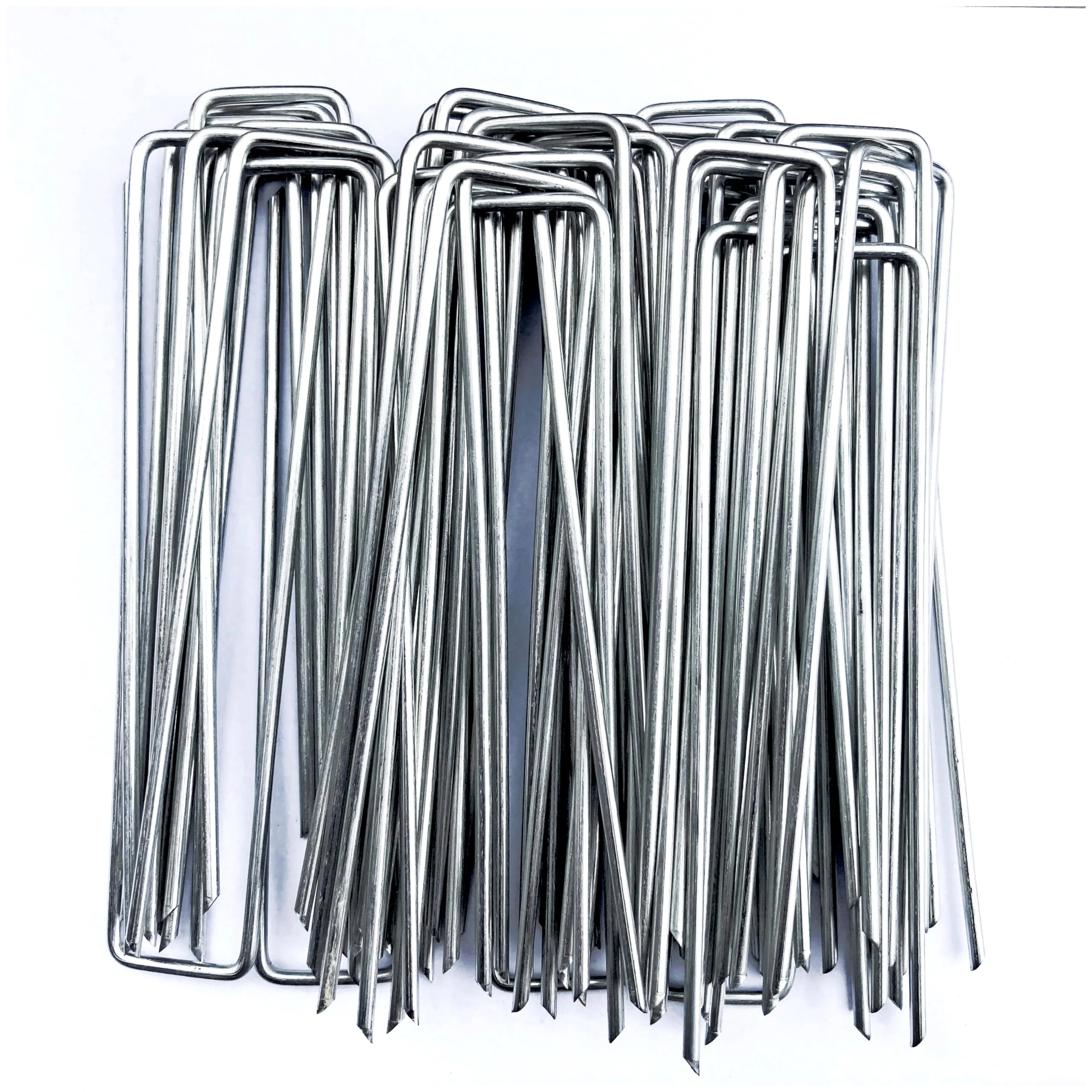HAORONG U-Shaped Galvanised Garden Pegs, 6”/150mm Weed Membrane Pegs Ground Pegs for Weed Control Membrane Artificial Grass Netting Fabric Ground Stakes Landscape Staples (200)