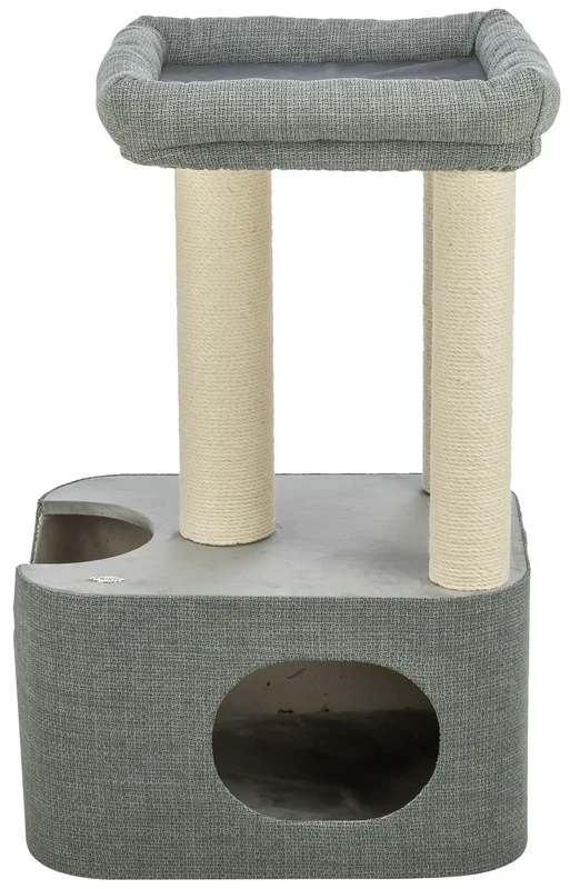 TRIXIE Viviana 44475 Cat Scratching Post Square 86 cm in Blue/Grey - Multi-Tier Cat Tree with Many Scratching and Playing Options, as well as Retreats - Cosy and Stable