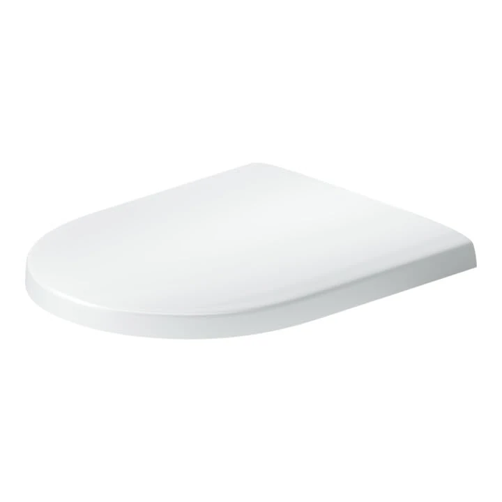 Duravit Univavo Toilet Seat D-Shaped Toilet Seat with Double Soft-Close Mechanism, Toilet Lid Quick Release for Easy Assembly, Toilet Lid Made in the EU, Urea Duroplast, Stainless Steel Hinges, White