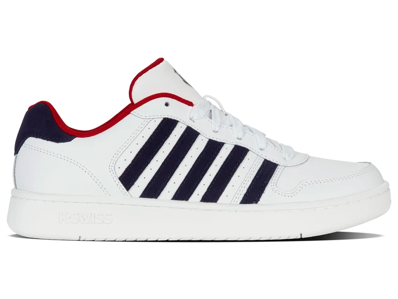 K-Swiss Court Palisades - Shoes for Men and Women - Vintage Tennis Style High Comfort - Cup Sole, Leather Upper, Lacing - Colour - Size, Peacoat White, 11 UK