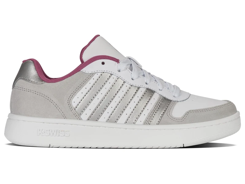K-Swiss Court Palisades - Shoes for Men and Women - Vintage Tennis Style with High Comfort - Cup Sole, Leather Upper, Lacing - Colour - Size, Gray VLT Silver Wht, 8 UK - Image 1