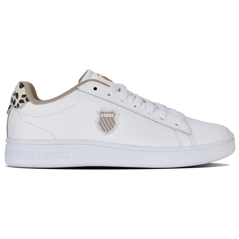K-Swiss Court Shield II Leather Shoes White Silver, White Leo White, 4 UK