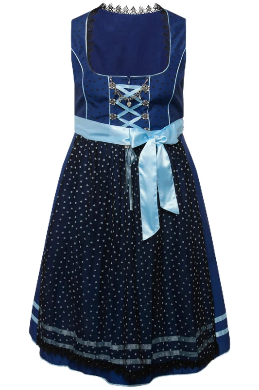 Ulla Popken Ladies Plus Size Plus Size Dirndl Hearts Decorative Chain Carree Neck Sleeveless