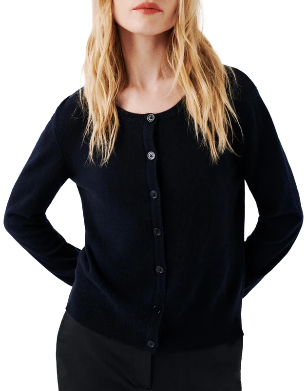Caroll 242K-Mcaroline Women's Cashmere Cardigan, Navy, UK 4