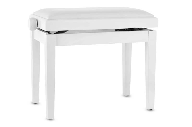 GEWA Piano Bench Deluxe Vinyl - White matt - Solid wood - Vinyl seat cover - 52x30cm seat - Height adjustable - High-strength fixation - 2t breaking load