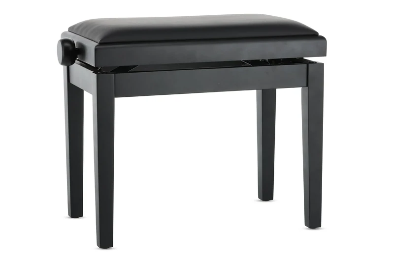 GEWA Piano Bench Deluxe Vinyl - Black matt - Solid wood - Vinyl seat cover - 52x30cm seat - Height adjustable - High-strength fixation - 2t breaking load