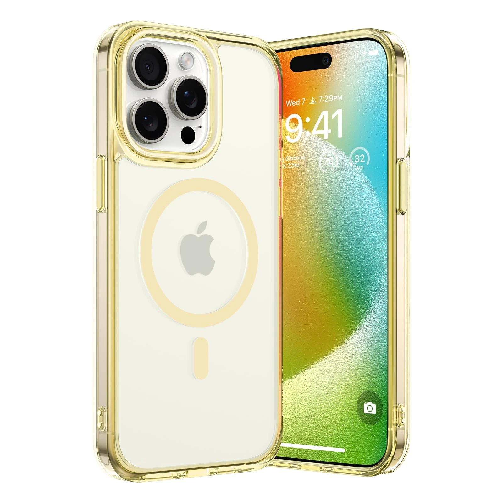TORRAS for iPhone 15 Pro Case with MagSafe, 12FT Military Grade Shockproof, 20W Safe & Fast Charging, Titanium Action Button, Magnetic Protective for iPhone 15 Pro Cover, Light Yellow