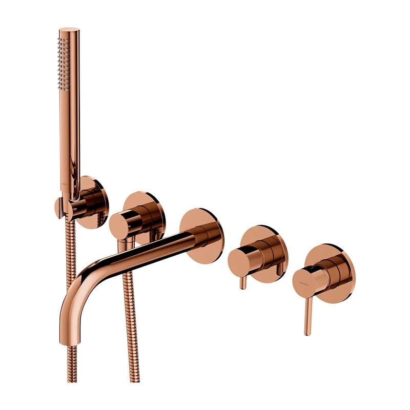 Omnires Y1237/1CP Bathroom tap with 5 Holes and Long spout which is Mount Under The Plaster Y-copper-Y1237/1CP, Copper