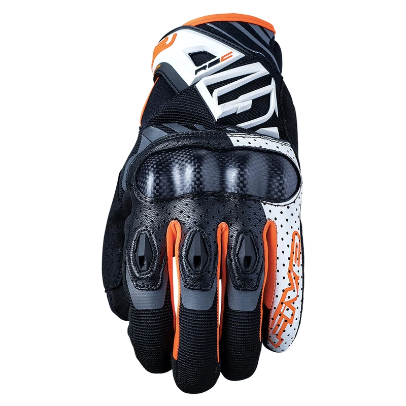 Five 830212 Motorcycle Gloves Urbain Haute Performance, RS-C, Coque Protection Carbone, 1KP, Blanc Orange, L
