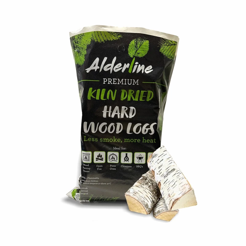 Alderline Kiln-Dried Birch Logs 25cm - 7kg Smokeless Firewood