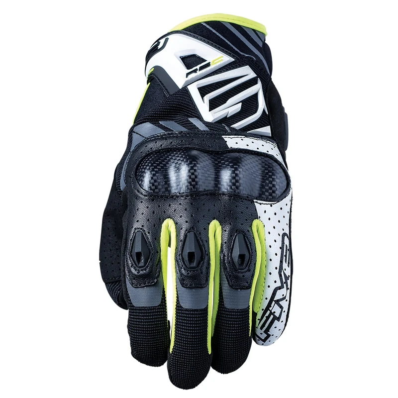 FIVE 830223 High Performance Urban Motorcycle Gloves, RS-C, Carbon Protective Shell, 1KP, White Yellow, XL
