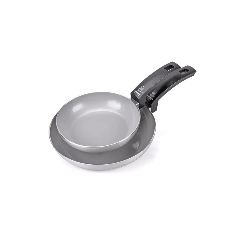 Moneta Innova Set of Frying Pans 20+26 cm, Natural FineGres Coating (NO PFAS), Also Suitable for Induction, 100% Made in Italy