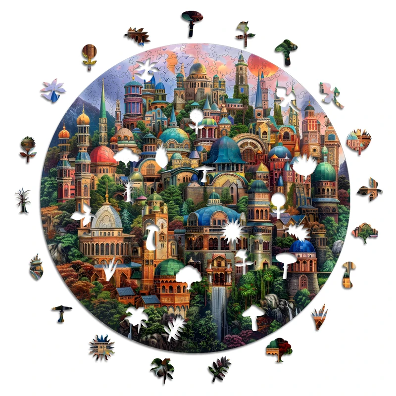 Iconic Puzzles - Enchanted Homes, Fantasy, 100% sustainable wooden puzzle, Gifts for Children and Adults, size L, 600 Pieces