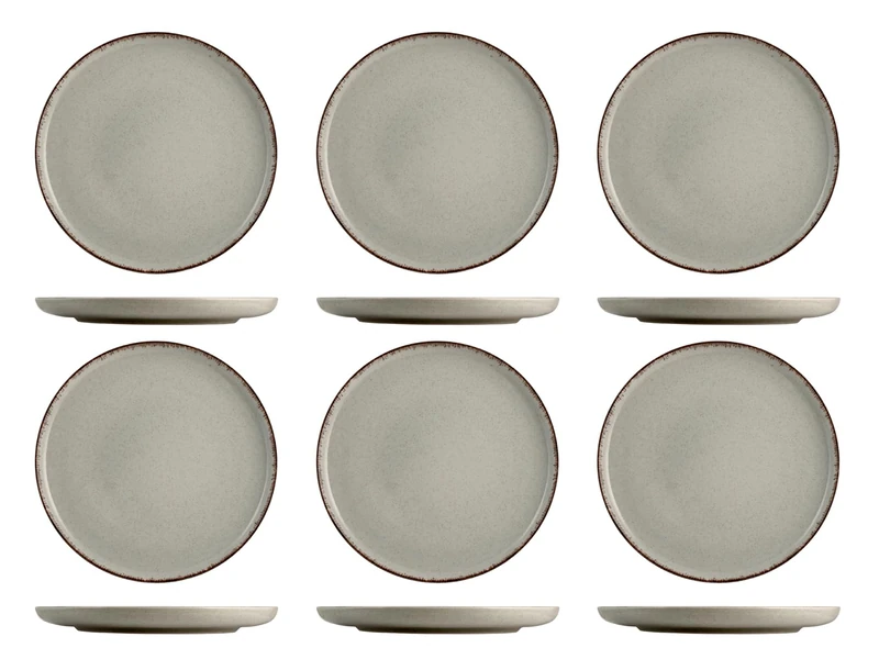 H&H Pearl 27 cm Porcelain Dinner Plates Set of 6, Grey