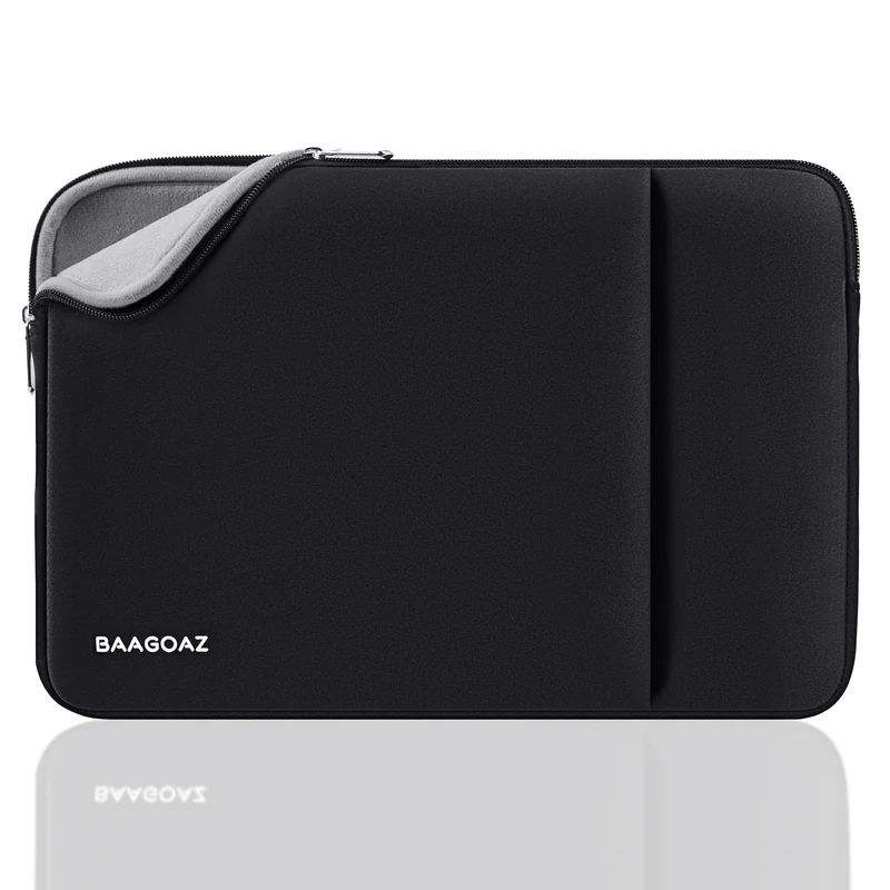 BAAGOAZ 14 Inch Laptop Sleeve Protective Case Carrying Bag, Compatible with 14 Inch PC Notebook Chromebook Ultrabook Computer Bag, Black