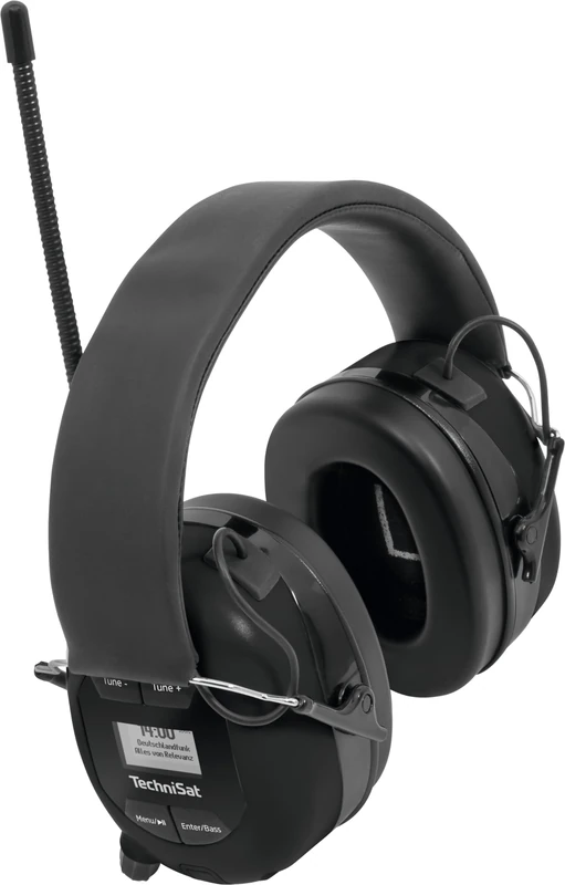 TechniSat STEREOMAN DAB+ OD Wireless Stereo DAB+/FM Bluetooth Headphones (DAB+/FM Radio Reception, Short Antenna, Integrated Microphone, Ear Protectors, for Outdoor Use), Black