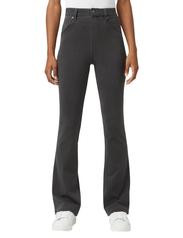 HUE Women's Ultra Soft High Waist Denim Baby Bootcut Leggings, Graphite Wash, M