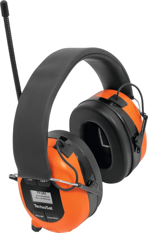 TechniSat STEREOMAN DAB+ OD Wireless Stereo DAB+/FM Bluetooth Headphones (DAB+/FM Radio Reception, Short Antenna, Built-in Microphone, Ear Protectors, for Outdoor Use), Orange/Black