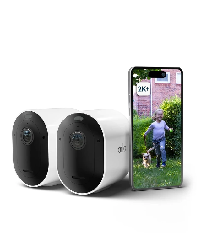 Arlo Pro 5 Security Camera Outdoor Wireless, 2K Battery Operated Outdoor Camera With Advanced Colour Night Vision, Siren & Dual-Band WiFi, IP65 Rainproof, Arlo Secure Trial Included, 2 Cameras, White