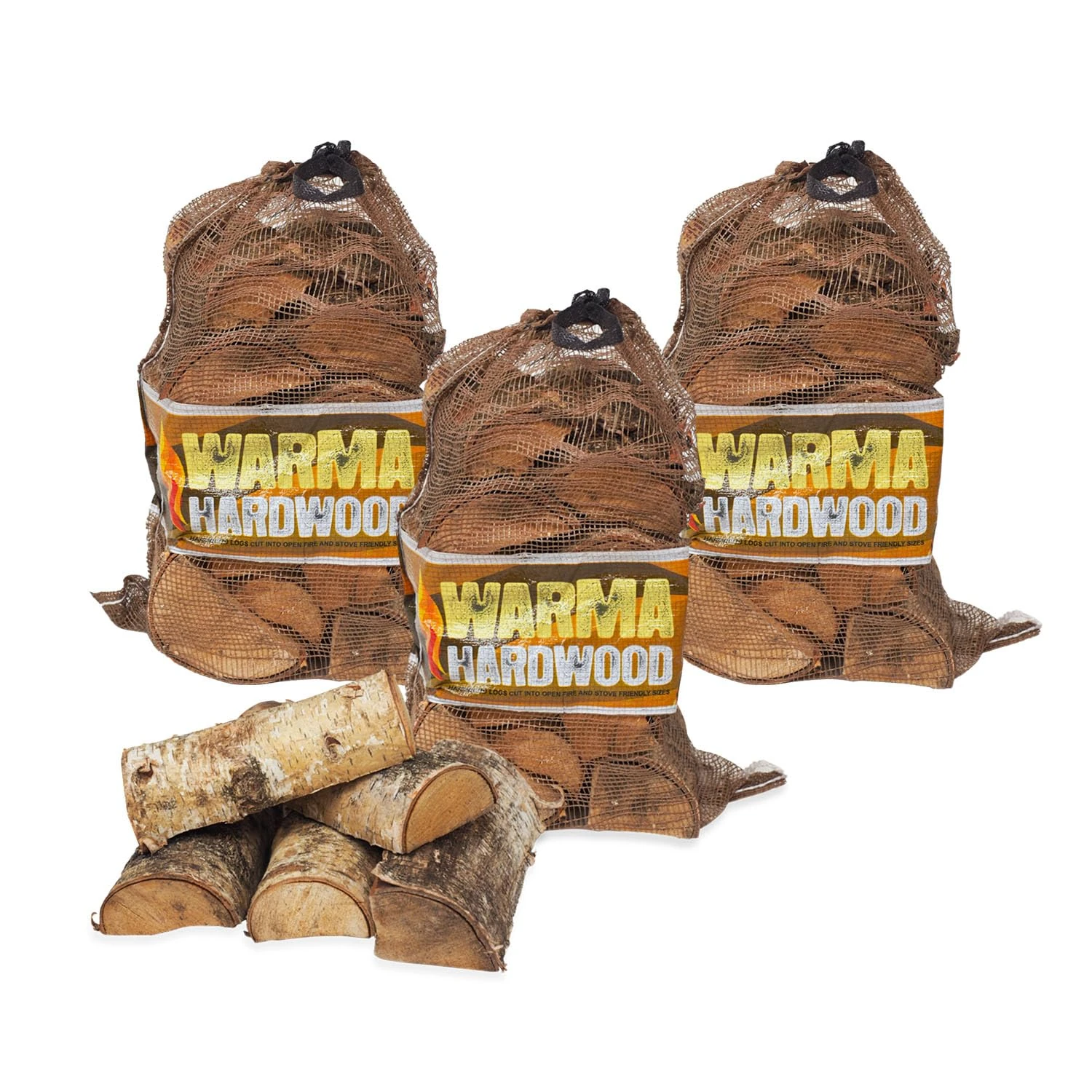 Hardwood Firewood Logs 81L Kiln Dried Logs - Ready to Burn Easy For a Long Hot Burn - 3 x 27 Litre Nets Hard Wood for Weekend Fires Open Fire Pits Wood Burners Log Burners Fireplaces