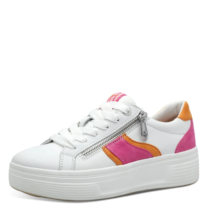 Tamaris Comfort Women’s Platform Sneakers with Zip Low Top, Fuchsia Comb, 7,5 UK