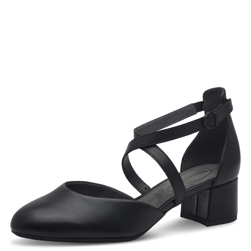 Tamaris Comfort Women’s Leather Pumps with Velcro, Black Nappa, 5 UK - Image 1