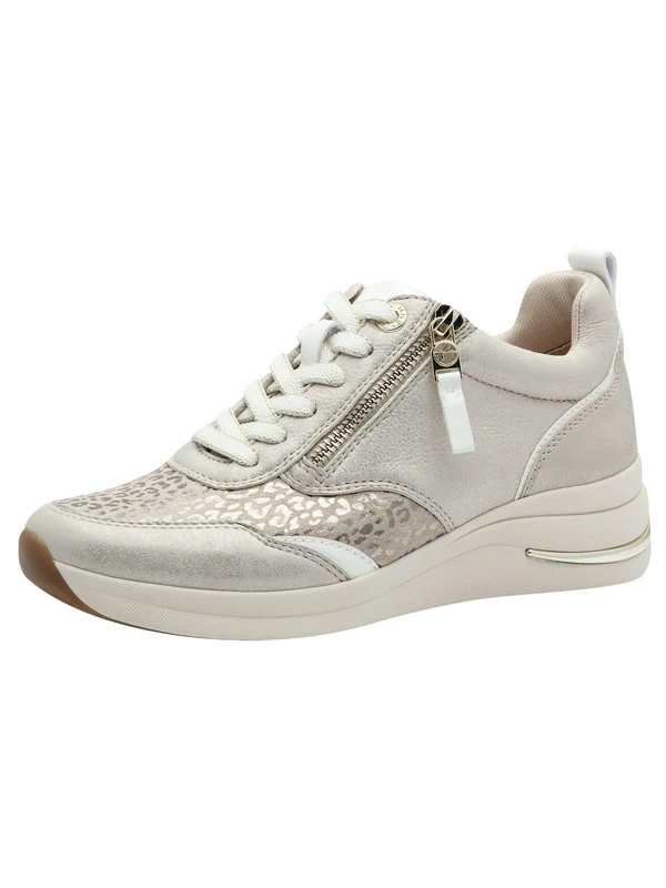 Tamaris Comfort Women’s Flat Sneakers with Laces and Zip, Beige Glam, 3,5 UK - Image 1