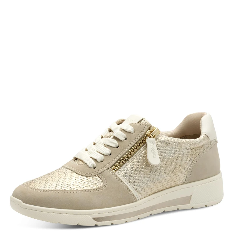 Jana Women’s Flat Sneakers Low Top Vegan, Gold Met Str, 6 UK