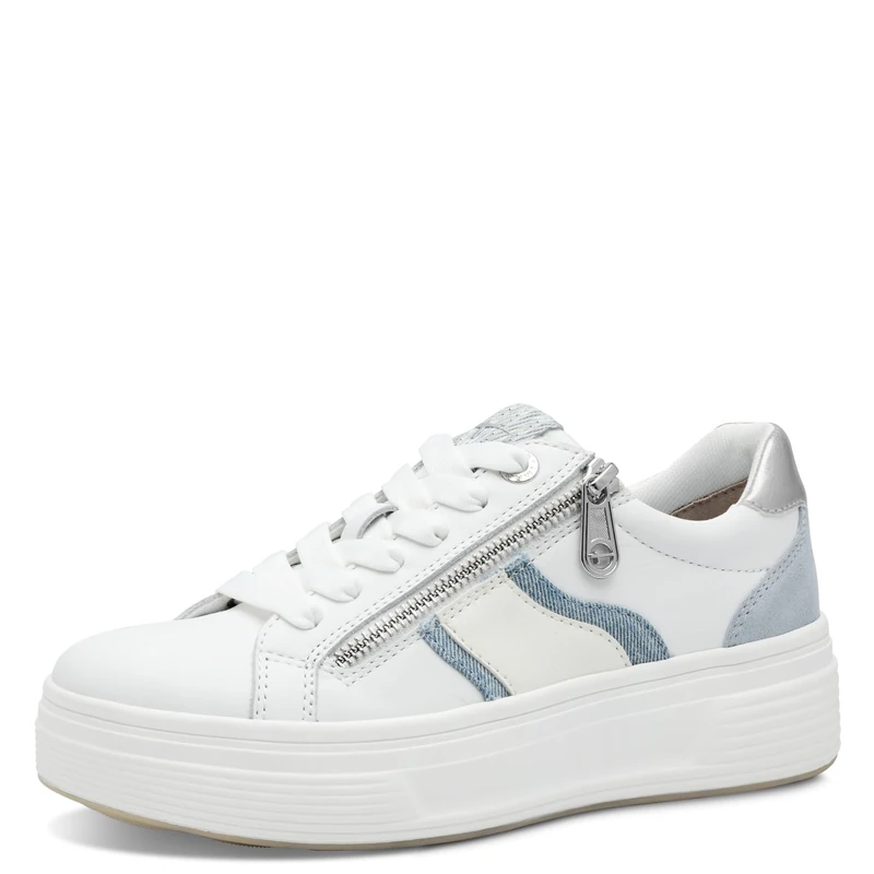 Tamaris Comfort Women’s Platform Sneakers with Zip Low Top, Denim Comb, 7,5 UK