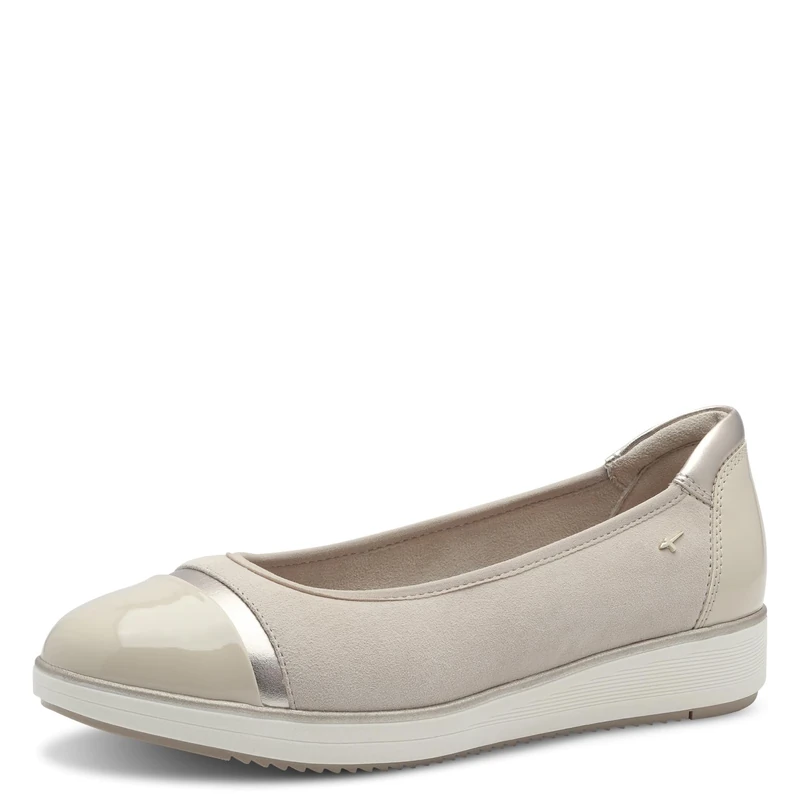 Tamaris Comfort Women’s Ballerinas Round Toe Comfortable, Beige, 6,5 UK