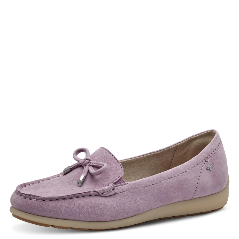 Tamaris Comfort Women’s Leather Moccasins with Bow, Lilac Suede, 4 UK - Image 1