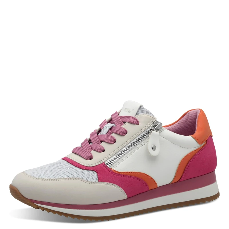 Jana Women’s Flat Sneakers with Zip Vegan, Orange/Fuxia, 5 UK