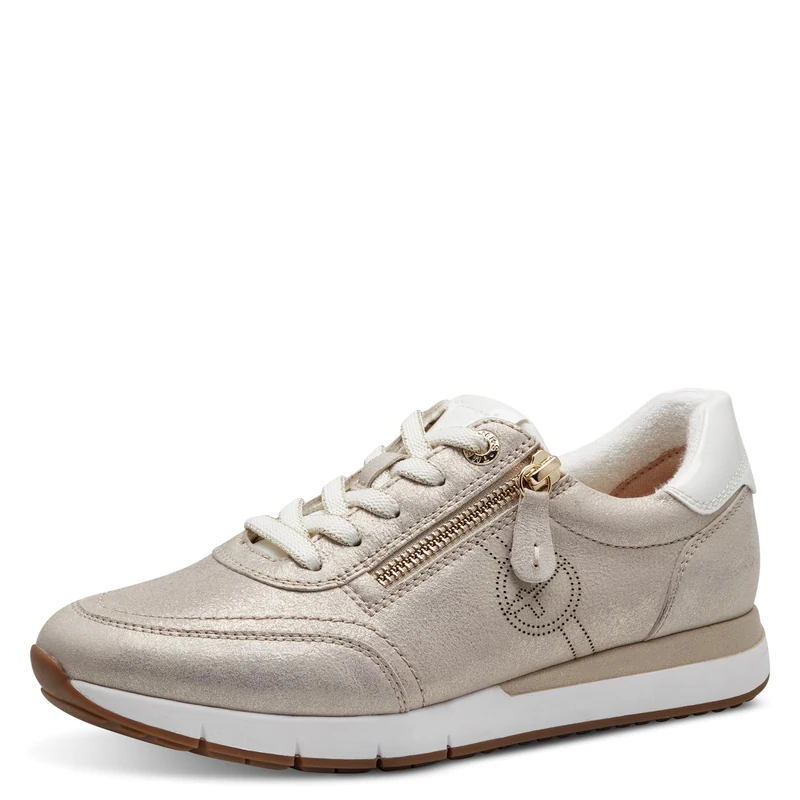 Tamaris Comfort Women’s Flat Sneakers Lace-Up with Zip, Beige Glam, 6 UK - Image 1