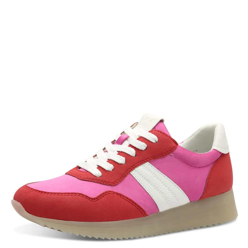 Jana Women’s Flat Sneakers Low Top Vegan, Red/Fuchsia, 5 UK