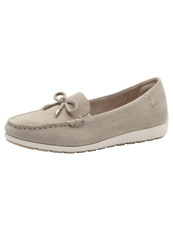 Tamaris Comfort Women’s Leather Moccasins with Bow, Beige Suede, 3,5 UK - Image 1