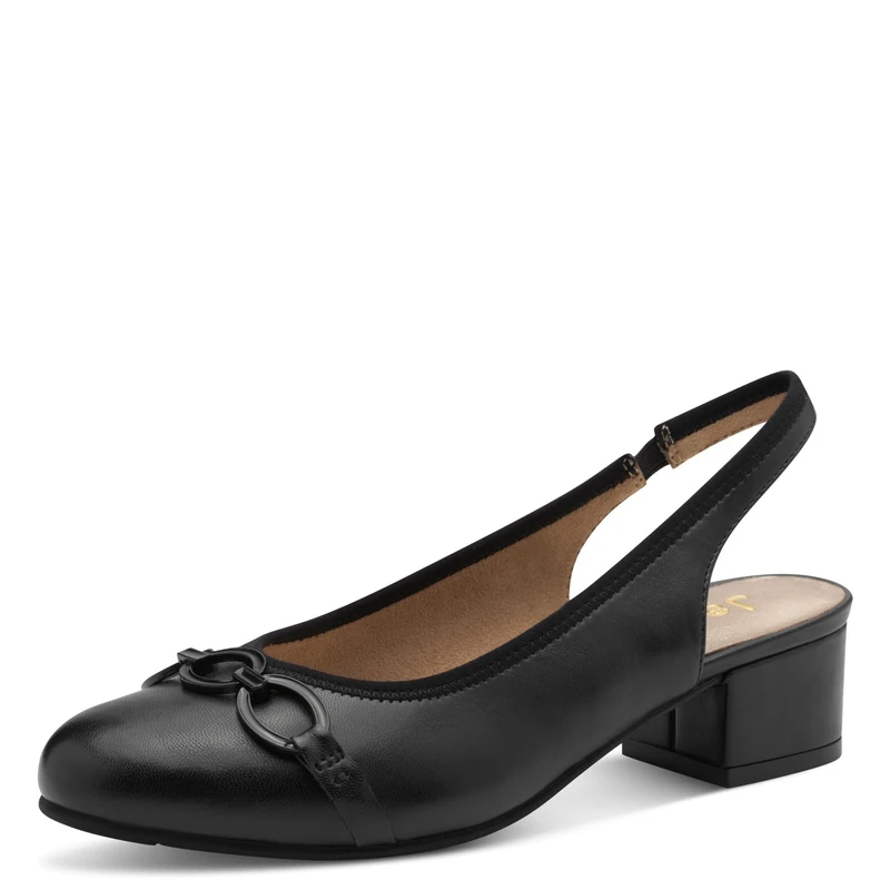 Jana Women’s Slingback Pumps with Block Heel Vegan, Black/Beige, 4 UK