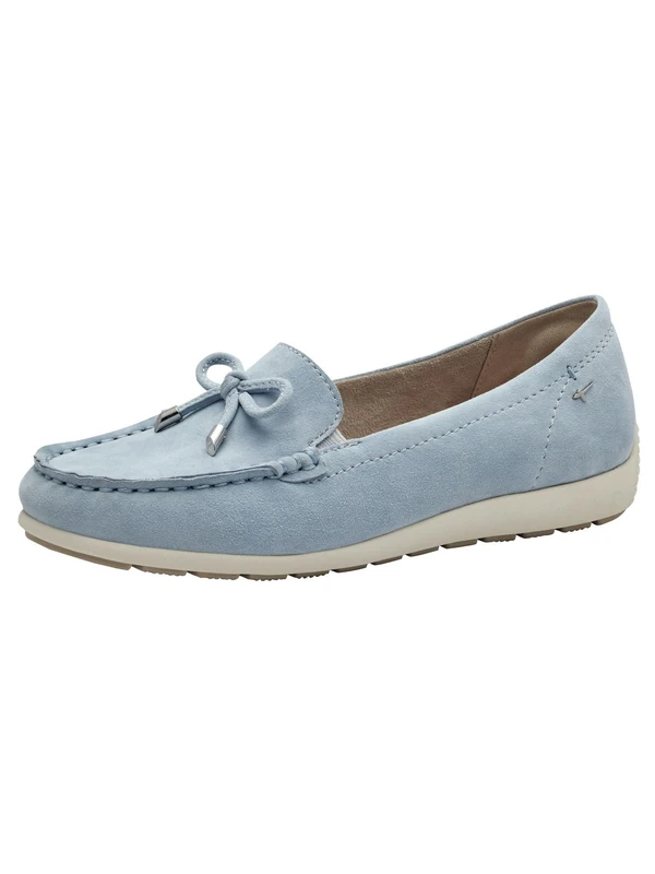 Tamaris Comfort Women’s Leather Moccasins with Bow, Sky Suede, 6 UK - Image 1