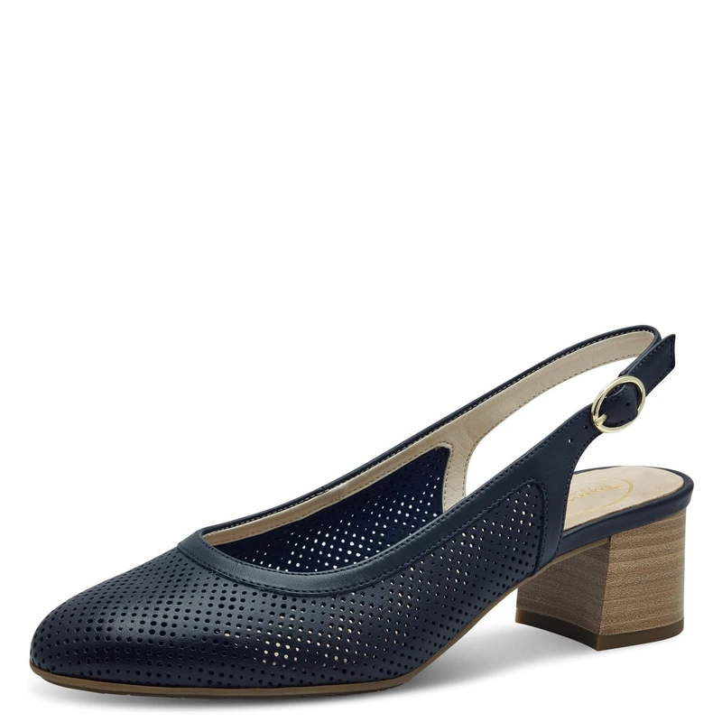 Tamaris Comfort Women’s Slingback Pumps Leather Elegant, Navy, 6 UK