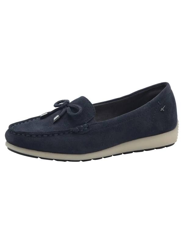 Tamaris Comfort Women’s Leather Moccasins with Bow, Navy Suede, 8 UK - Image 1