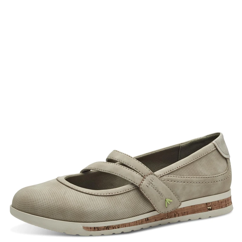 Jana Women’s Ballerinas with Velcro Vegan, Taupe, 5 UK