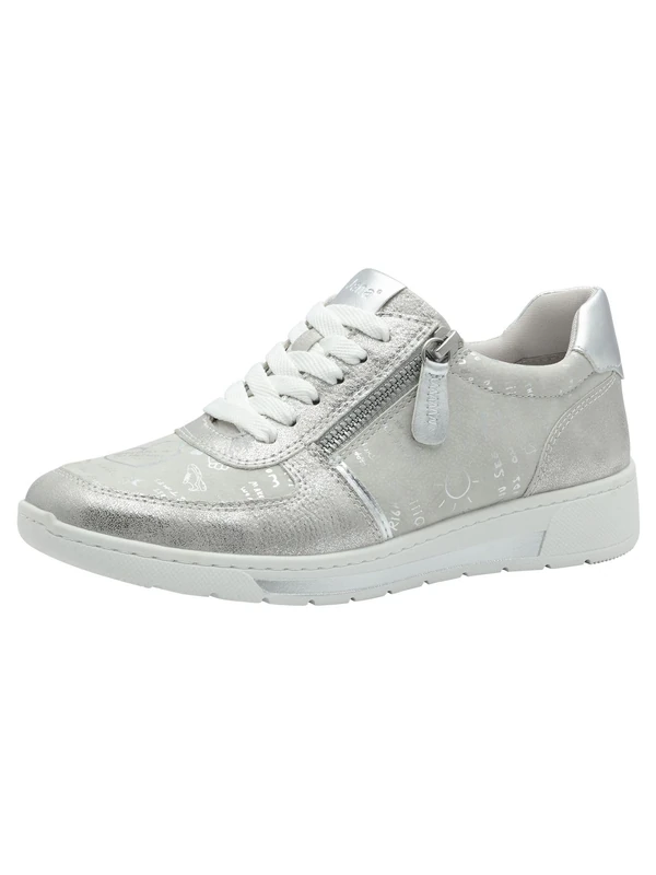 Jana Women’s Flat Sneakers Low Top Vegan, Silver Print, 5 UK