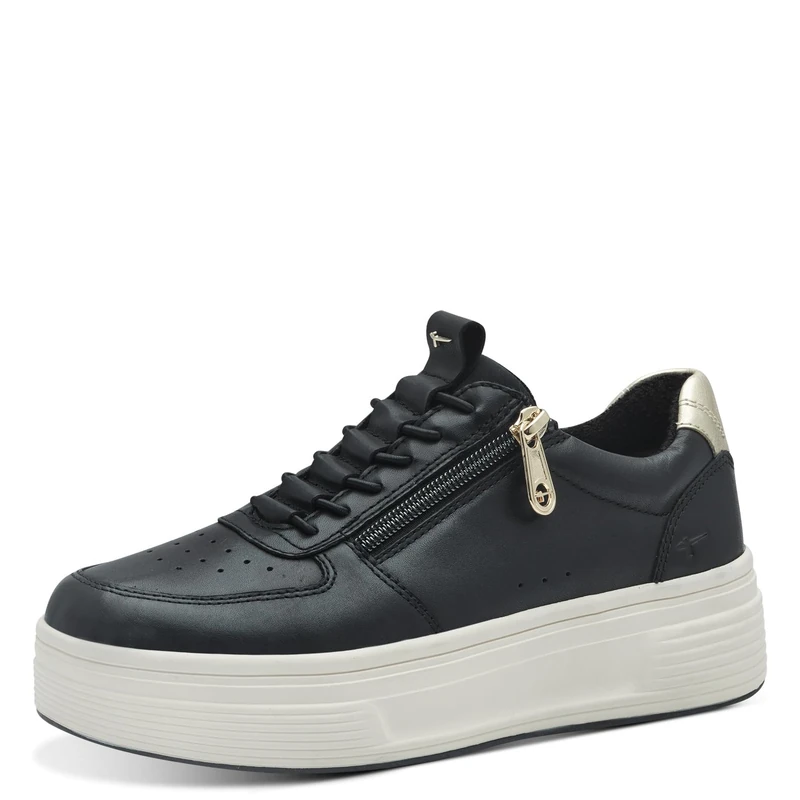 Tamaris Comfort Women’s Platform Sneakers with Zip Comfortable, Black/Gold, 6,5 UK