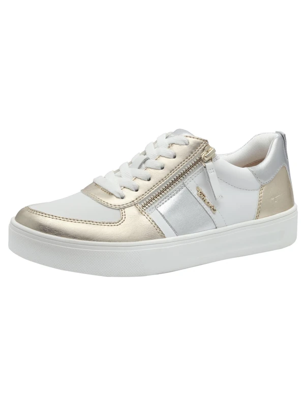 Tamaris Comfort Women’s Flat Sneakers with Zip Casual, Gold/Silver, 6,5 UK