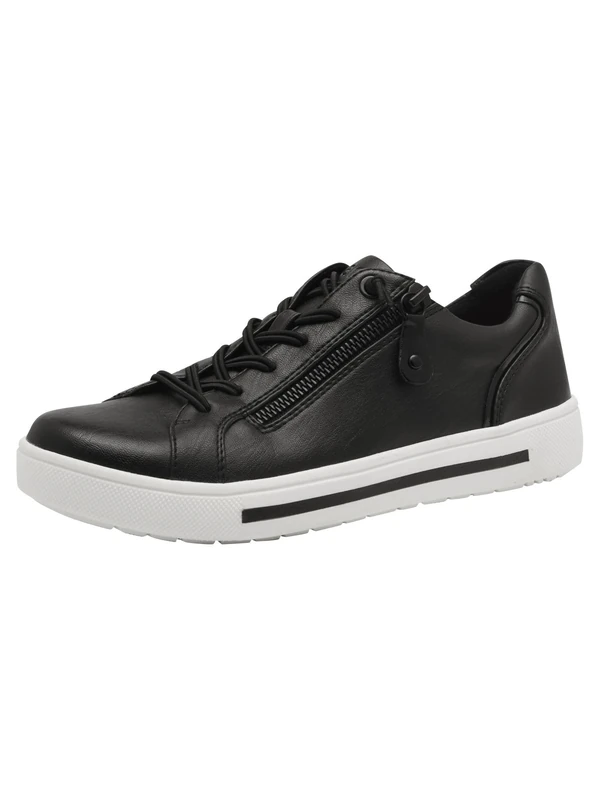 Jana Women’s Flat Sneakers with Zip Vegan, Black, 7,5 UK