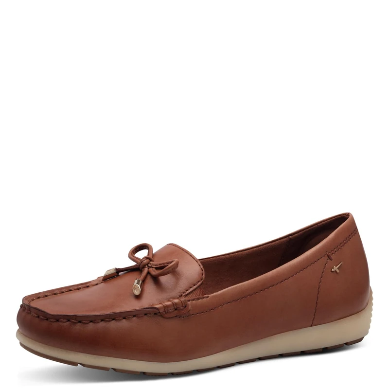 Tamaris Comfort Women’s Leather Moccasins with Bow, Cognac Nappa, 5 UK