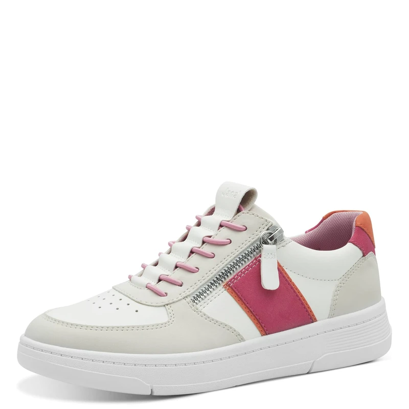 Jana Women’s Flat Sneakers Casual Vegan, White/Fuxia, 6 UK