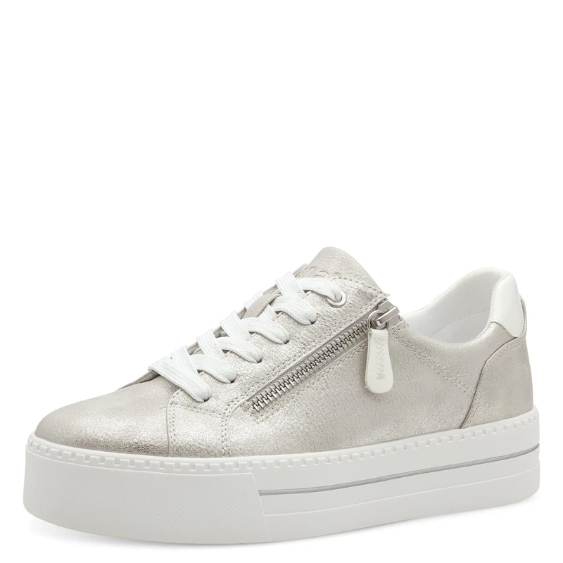 Jana Women’s Platform Sneakers with Zip Vegan, Silver, 6 UK